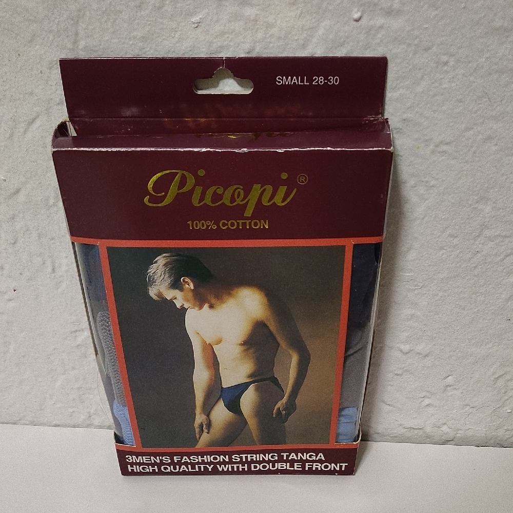 Men's Fashion String Tanga Underwear - Blue, Gray 3 Pack Size 28-30 - Picture 4 of 5